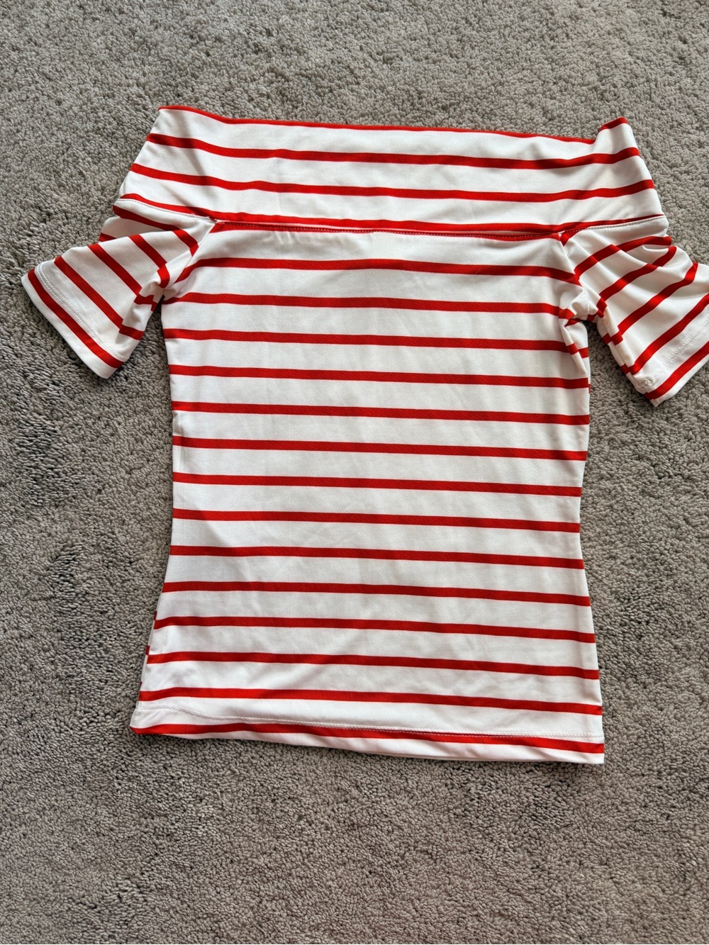 H&M Off-Shoulder Red and White Striped Crop Top